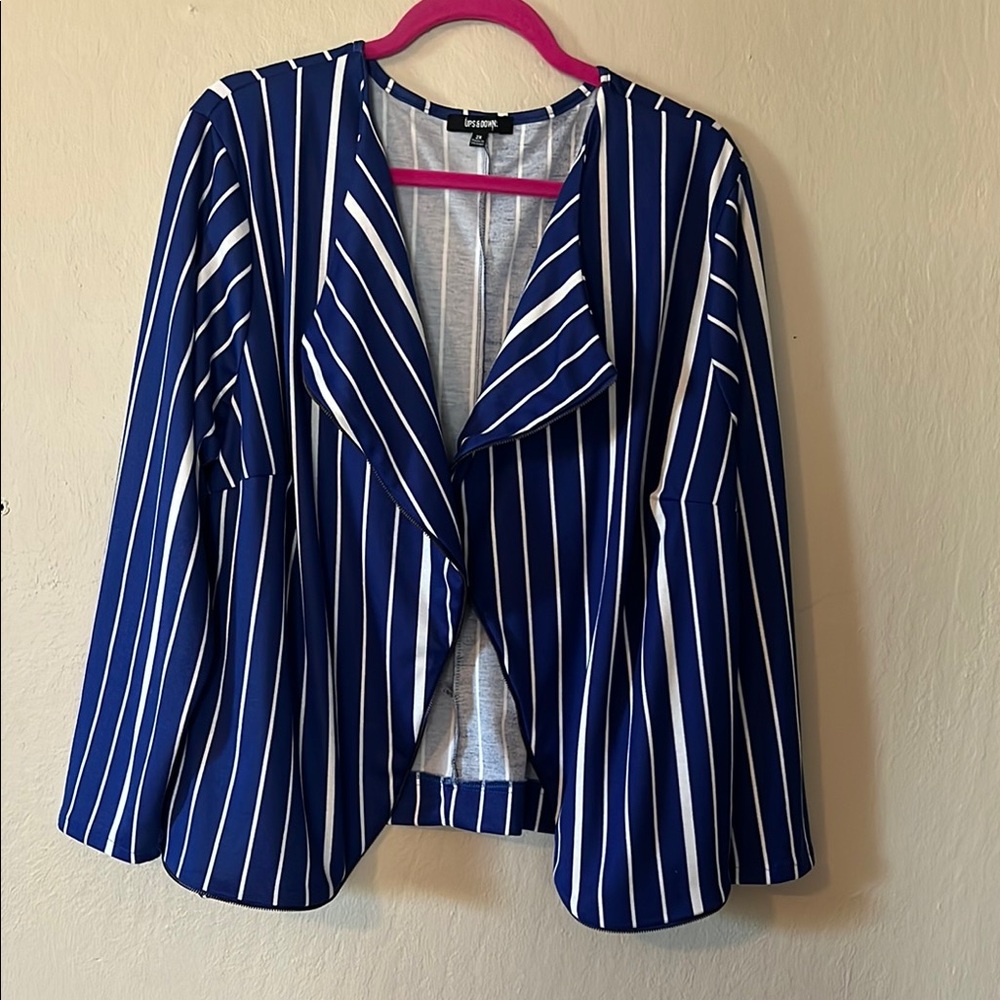 Ups & Downs Blue and White Striped Blazer size 2X